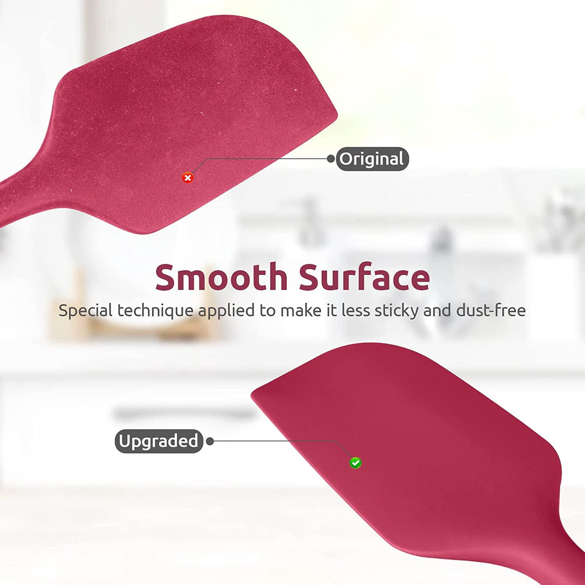 U-Taste 14in Extra Large Silicone Spatula, 600°F Heat Resistant Food Grade, Flexible Rubber Bowl Scraper for Kitchen Baking Cooking Mixing, Red
