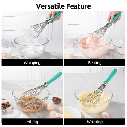 U-Taste Balloon Whisk for Cooking: 18/10 Stainless Steel Kitchen Wire Whisk, Medium Heavy Duty Egg Beater, Manual Baking Mixing Tool with 8 High Flex Wires for Stirring, Blending Sauce