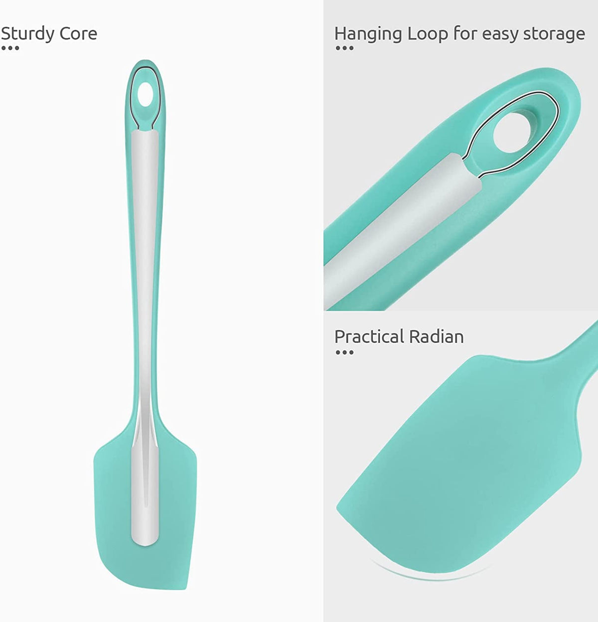 U-Taste 14in Extra Large Silicone Spatula, 600°F Heat Resistant Food Grade, Flexible Rubber Bowl Scraper for Kitchen Baking Cooking Mixing, Aqua Sky