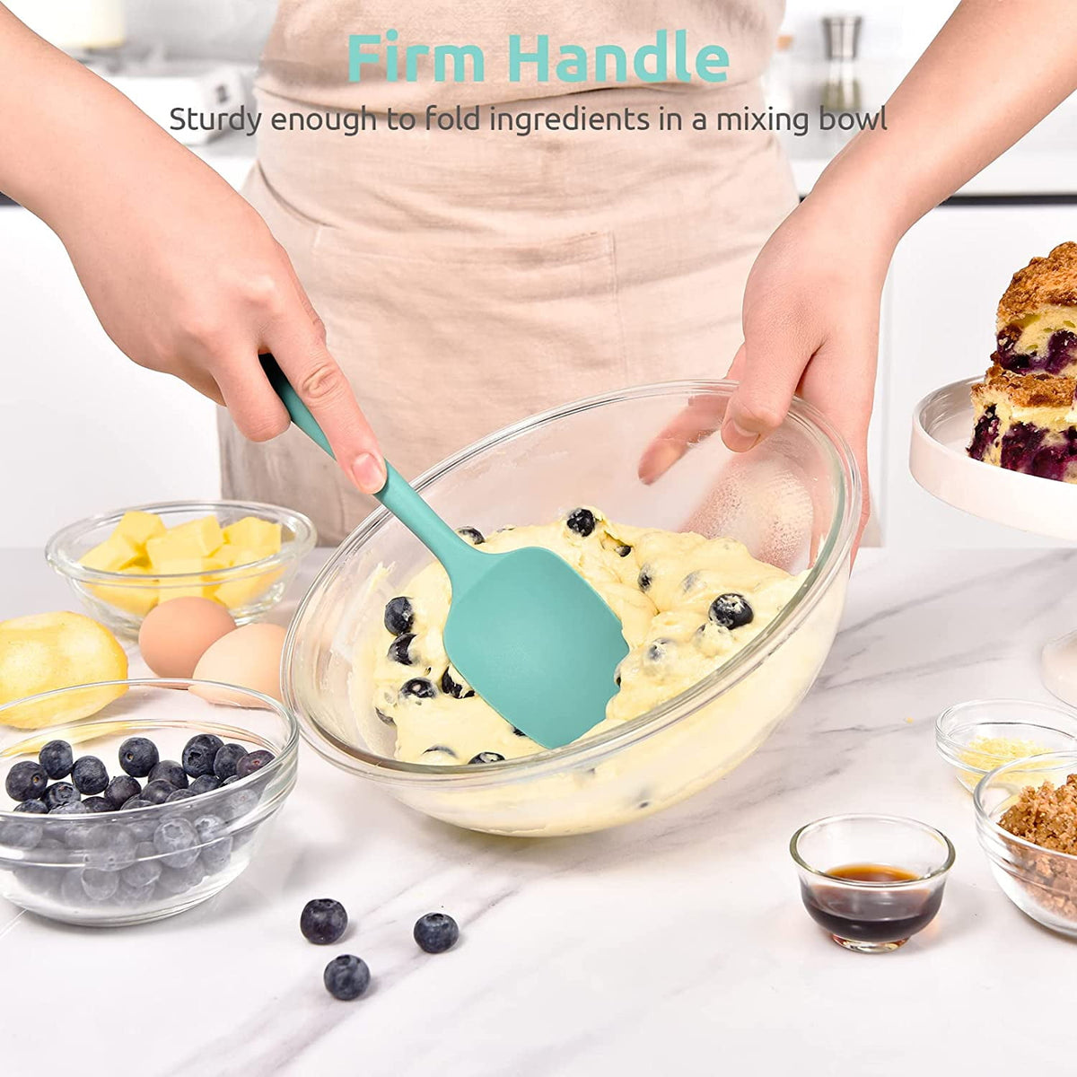 U-Taste Silicone Spoon Spatula, 600ºF High Heat Resistant Kitchen Spoons for Cooking Mixing Stirring, 11.38in Food Grade Rubber Spoonula, Aqua Sky