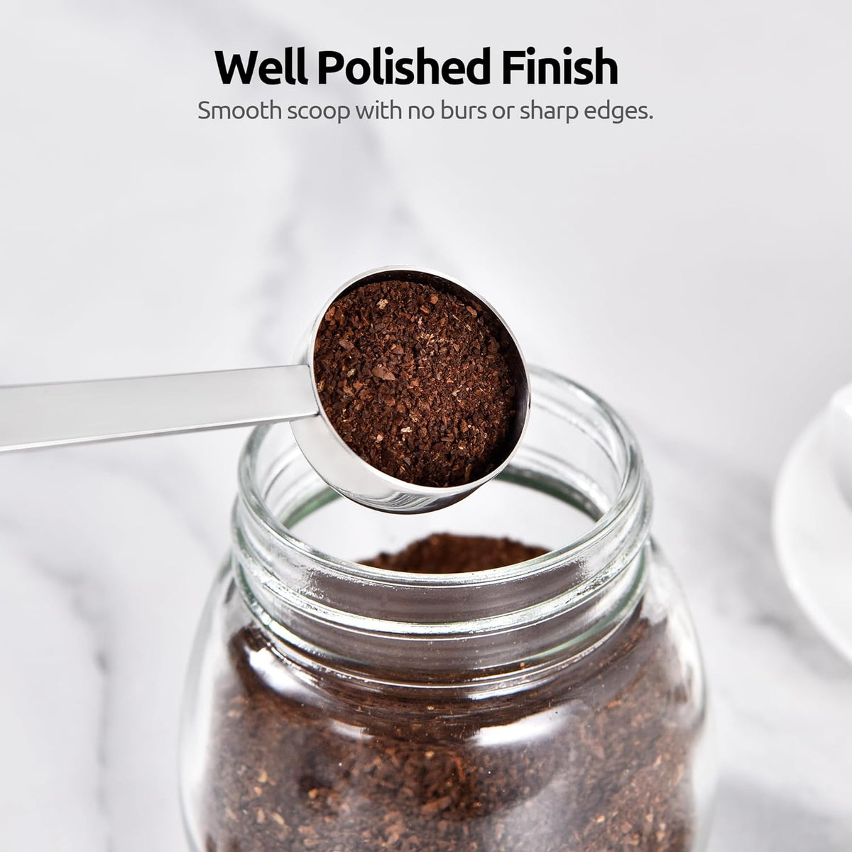 U-Taste Coffee Scoop 1 Tablespoon: 18/8 Stainless Steel Measuring Scooper for Ground Coffee Bean Espresso, 8.5in Extra Long Handle Metal Meaure Spoon