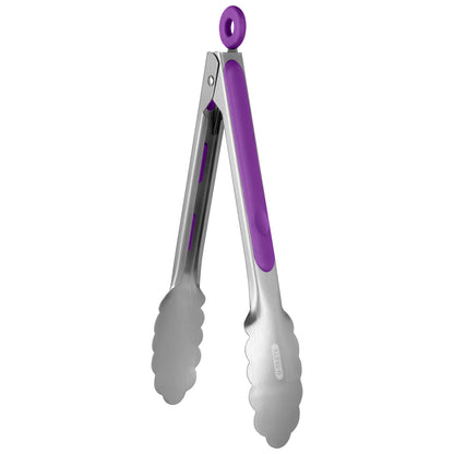 18/8 Stainless Steel Kitchen Tong with Sturdy Metal Tips & Non Slip Silicone Handle & Smooth Locking