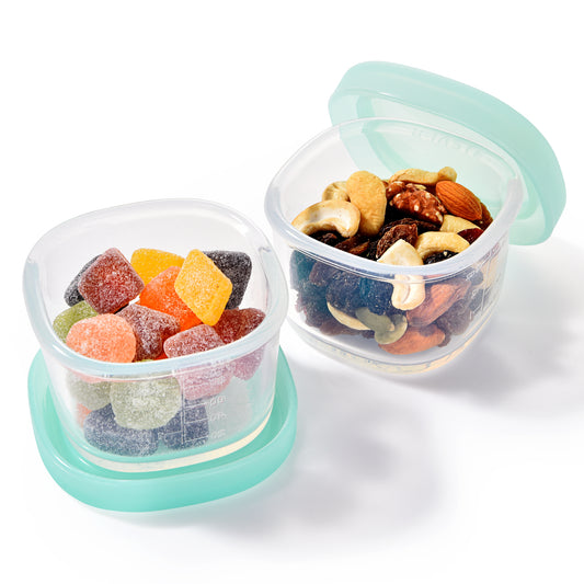 U-Taste 3oz Mini Sauce Containers: Food Grade Liquid Silicone Condiment Storage with Airtight Lid, Freezer Safe with Clear 100ml Measurements, Reusable for Dipping Ketchup, Salad Dressing