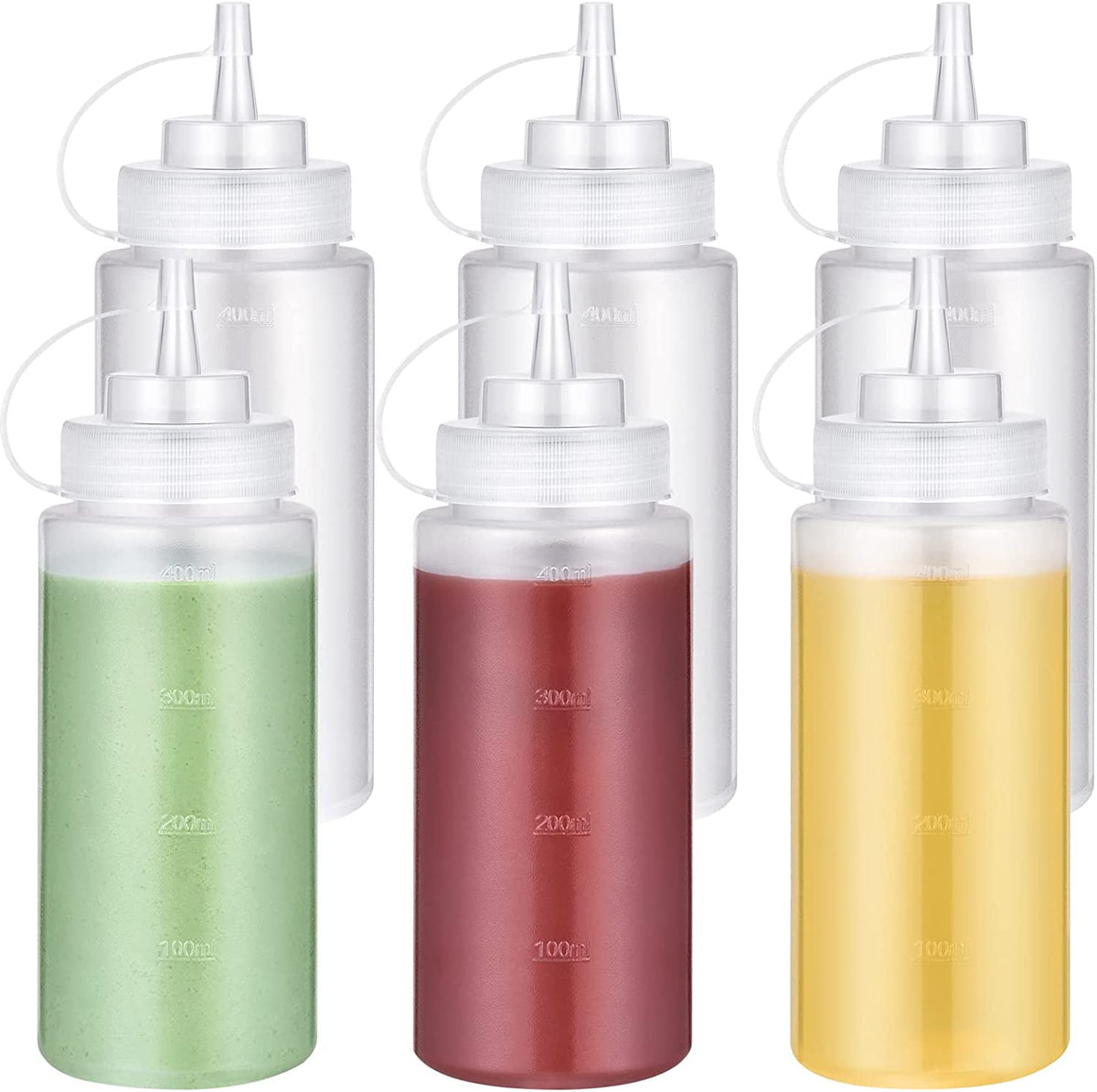 U-Taste Condiment Squeeze Bottles, Food Grade Plastic Sauce Container Squirt Bottle, Leakproof Oil Dispenser for Ketchup BBQ Salad Dressing, 16oz/6pcs