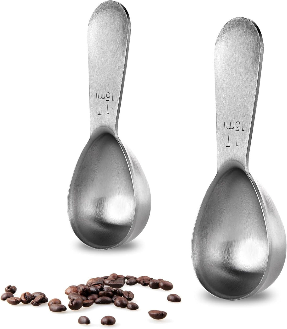 U-Taste 18/8 Stainless Steel Coffee Scoop, Durable Metal Measuring Spoon for Ground Coffee, Short Handle Tablespoon Scooper, 1 Tbsp Scoop Set of 2