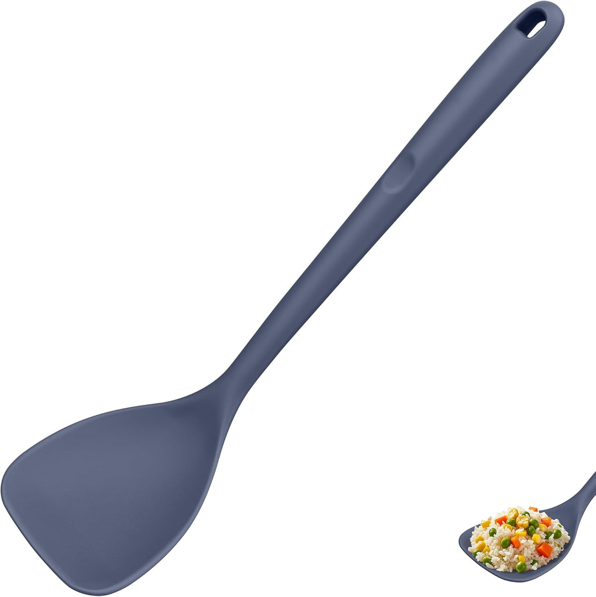 U-Taste 600ºF Heat Resistant Wok Spatula: Silicone Stir Fry Cooking Utensils with Flexible Edge & Sturdy Core, 13.76" Long 3.63" Wide , Midnight Blue
