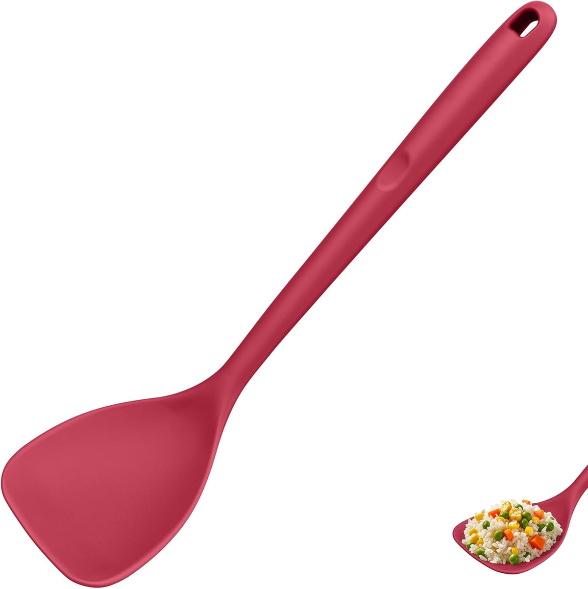 U-Taste 600ºF Heat Resistant Wok Spatula: Silicone Stir Fry Tool Cooking Utensils with Flexible Edge & Sturdy Core, 13.76" Long 3.63" Wide , Red
