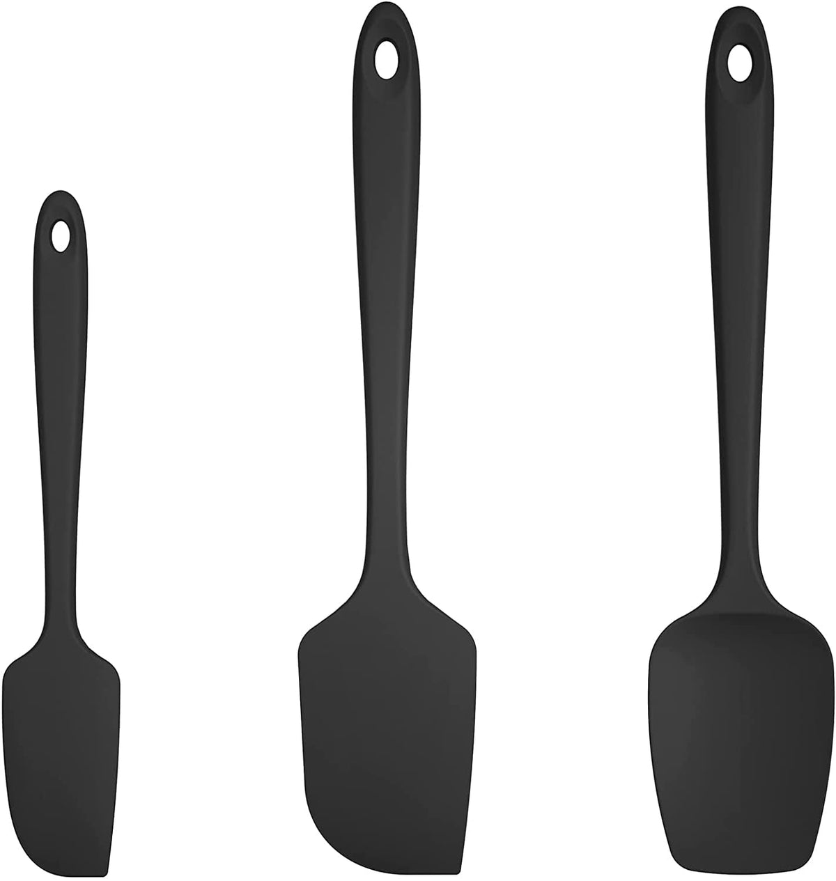 U-Taste Silicone Spatula Set of 3, 600°F High Heat Resistant Kitchen Cooking Utensils Baking Supplies, Food Grade Seamless Rubber Scraper, Black