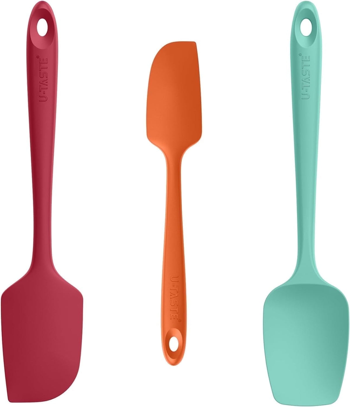 U-Taste Silicone Spatula Set of 3, 600°F High Heat Resistant Kitchen Cooking Utensils Baking Supplies, Food Grade Seamless Rubber Scraper, Multicolor