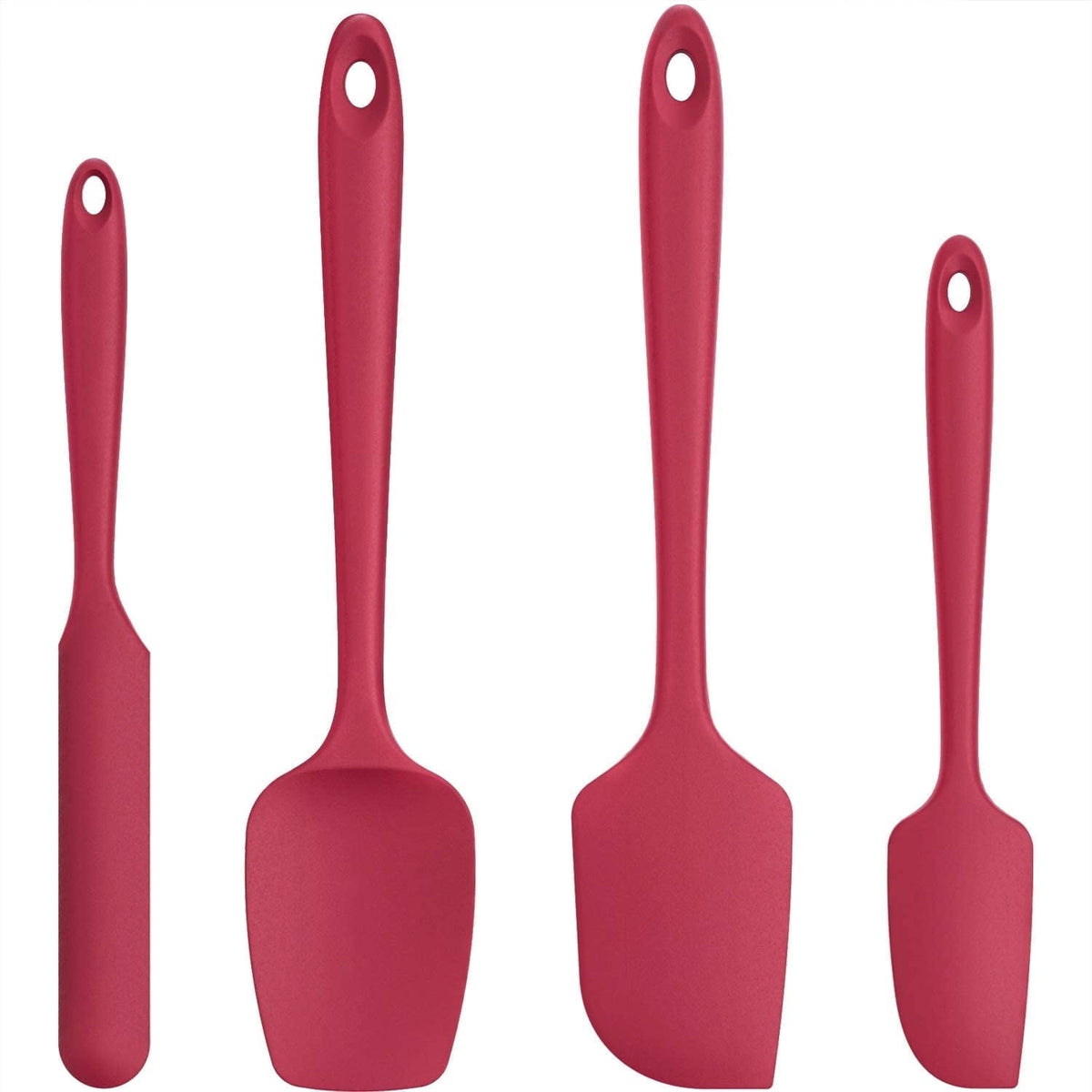U-Taste Silicone Spatula Set of 4, 600°F High Heat Resistant Kitchen Cooking Utensils Baking Supplies, Food Grade Seamless Rubber Scraper, Red