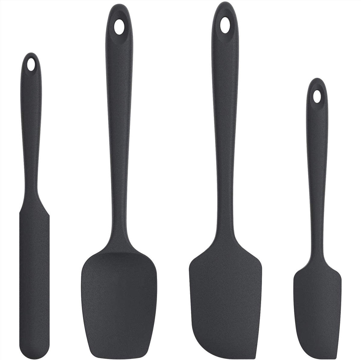 U-Taste Silicone Spatula Set of 4, 600°F High Heat Resistant Kitchen Cooking Utensils Baking Supplies, Food Grade Seamless Rubber Scraper, Black