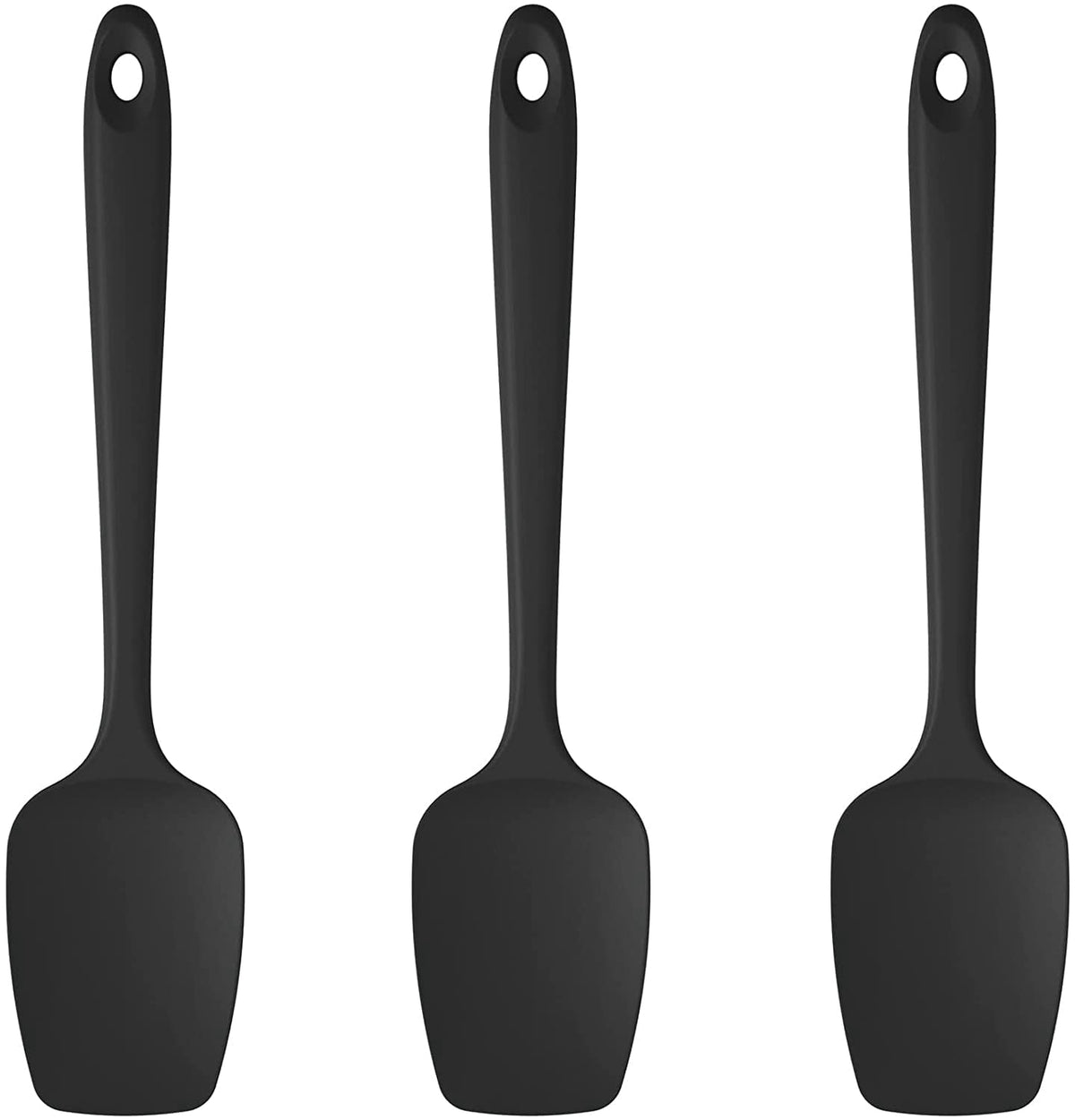 U-Taste Silicone Spoon Spatula Set of 3, 600°F Heat Resistant Food Grade Cooking Mixing Spoons, Kitchen Utensils Set for Nonstick Cookware, Black