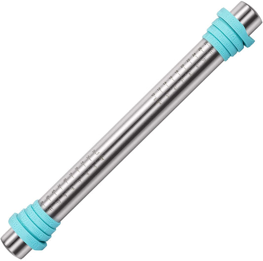 U-Taste Adjustable Rolling Pin, 18/8 Stainless Steel Fondant Roller for Pastry Cookie Pizza, 16in Dough Roller Pin with Silicone Removable Rings