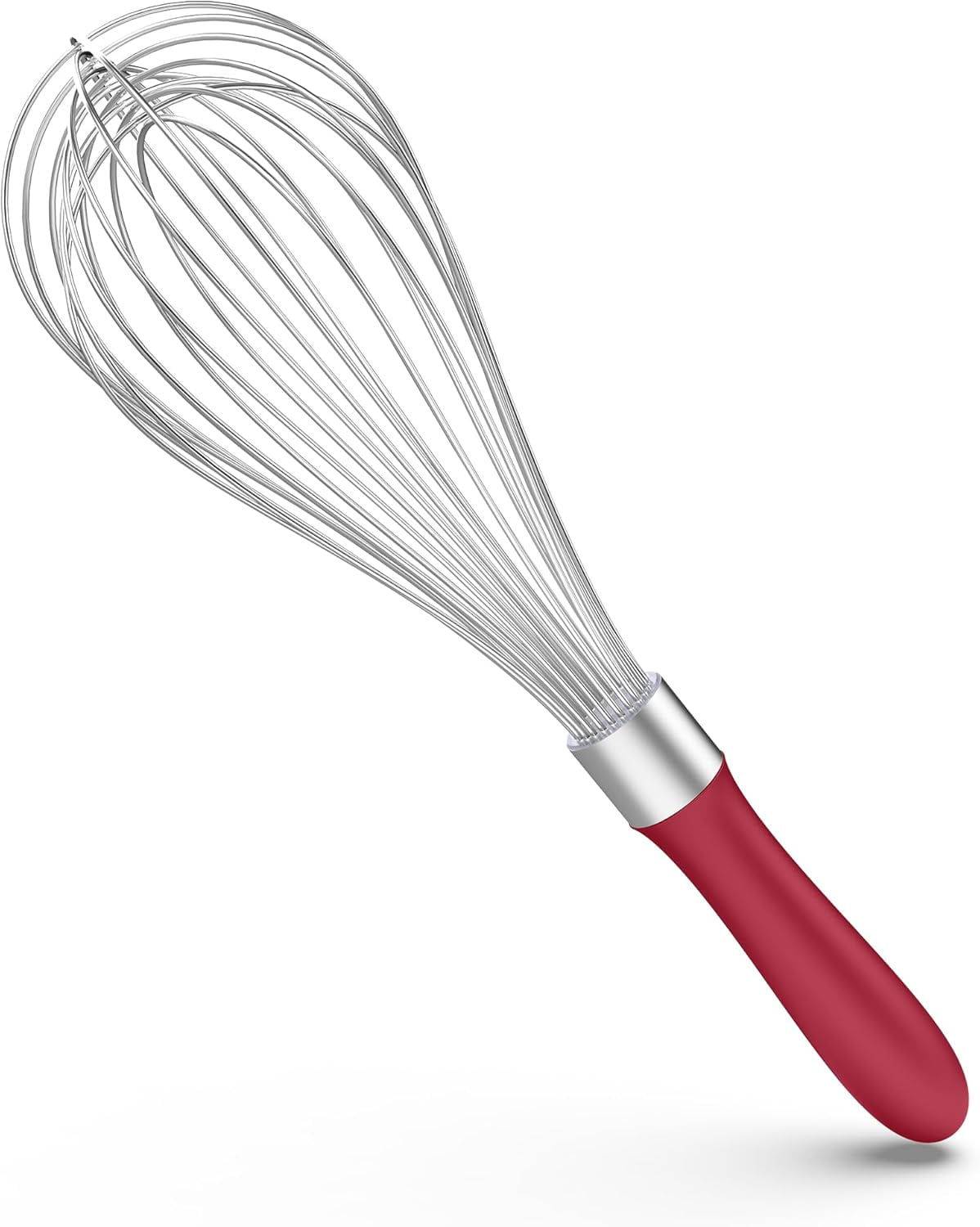 U-Taste Kitchen Wire Whisk for Cooking, 18/10 Stainless Steel Egg Beater with 12 Wires, Baking Tool for Whisking Mixing Stirring Blending, L, Red