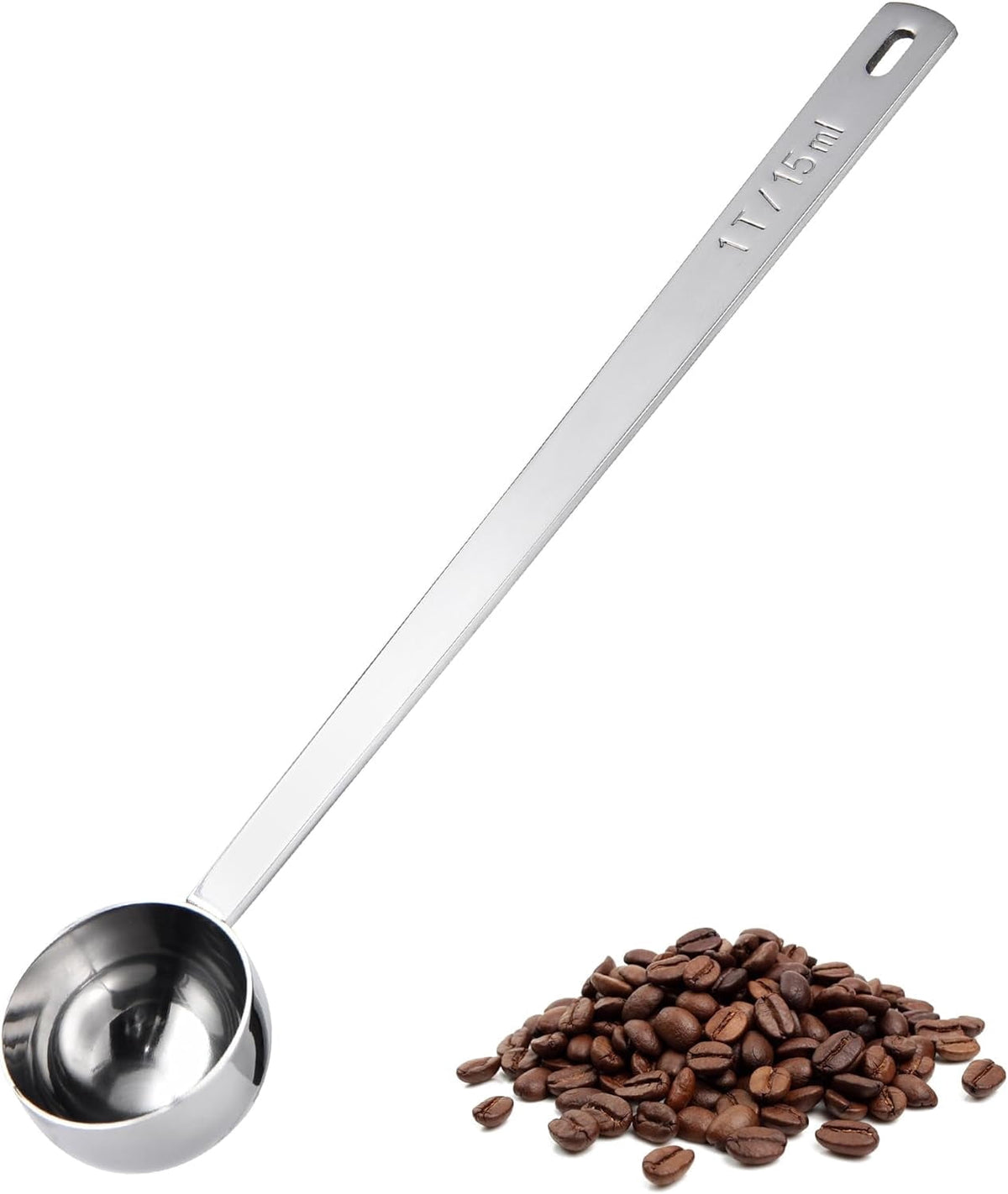 U-Taste Coffee Scoop 1 Tablespoon: 18/8 Stainless Steel Measuring Scooper for Ground Coffee Bean Espresso, 6.9in Extra Long Handle Metal Meaure Spoon