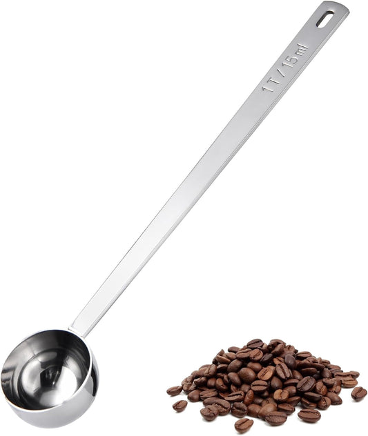 U-Taste Coffee Scoop 1 Tablespoon: 18/8 Stainless Steel Measuring Scooper for Ground Coffee Bean Espresso, 6.9in Extra Long Handle Metal Meaure Spoon