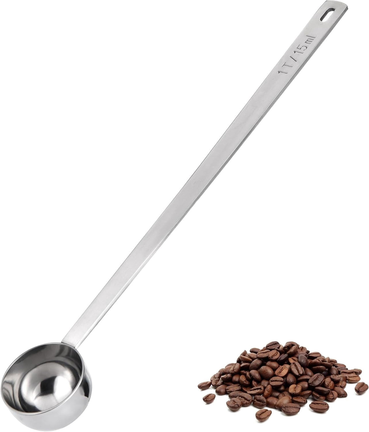 U-Taste Coffee Scoop 1 Tablespoon: 18/8 Stainless Steel Measuring Scooper for Ground Coffee Bean Espresso, 8.5in Extra Long Handle Metal Meaure Spoon