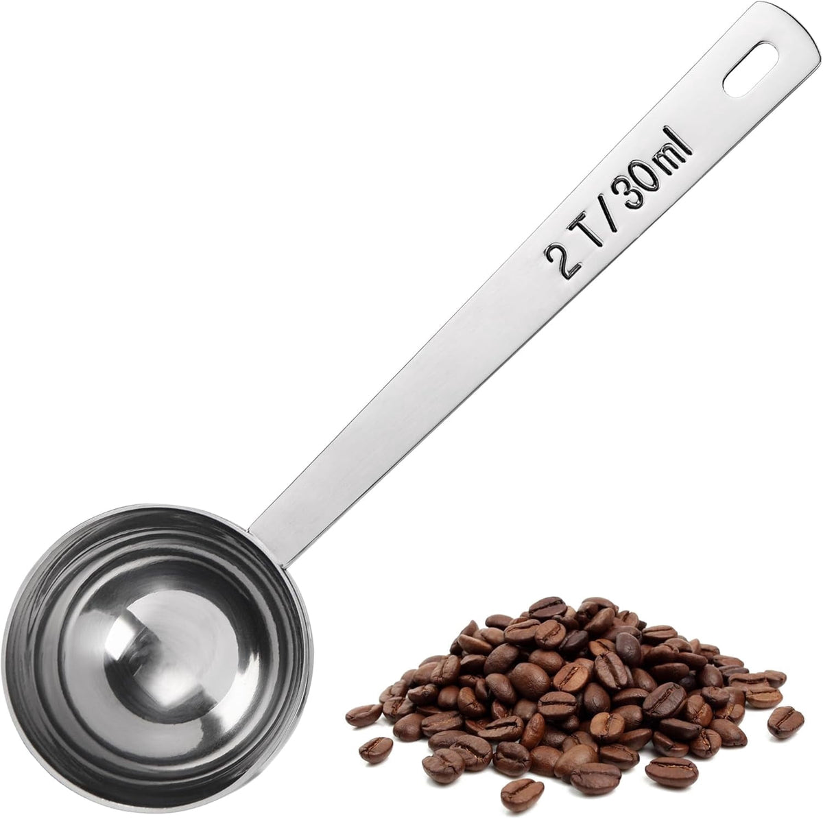 U-Taste Coffee Scoop 2 Tablespoon: 18/8 Stainless Steel Measuring Scooper for Ground Coffee Bean Espresso, 4.3in Long Handle Metal Meauring Spoon