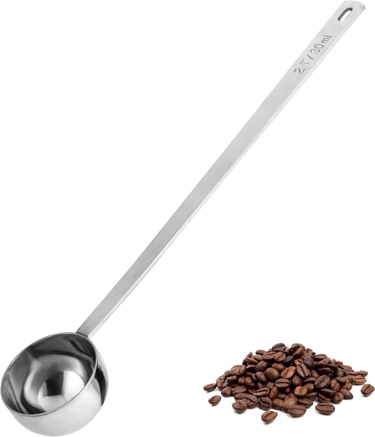 U-Taste Coffee Scoop 2 Tablespoon: 18/8 Stainless Steel Measuring Scooper for Ground Coffee Bean Espresso, 8.5in Extra Long Handle Metal Meaure Spoon