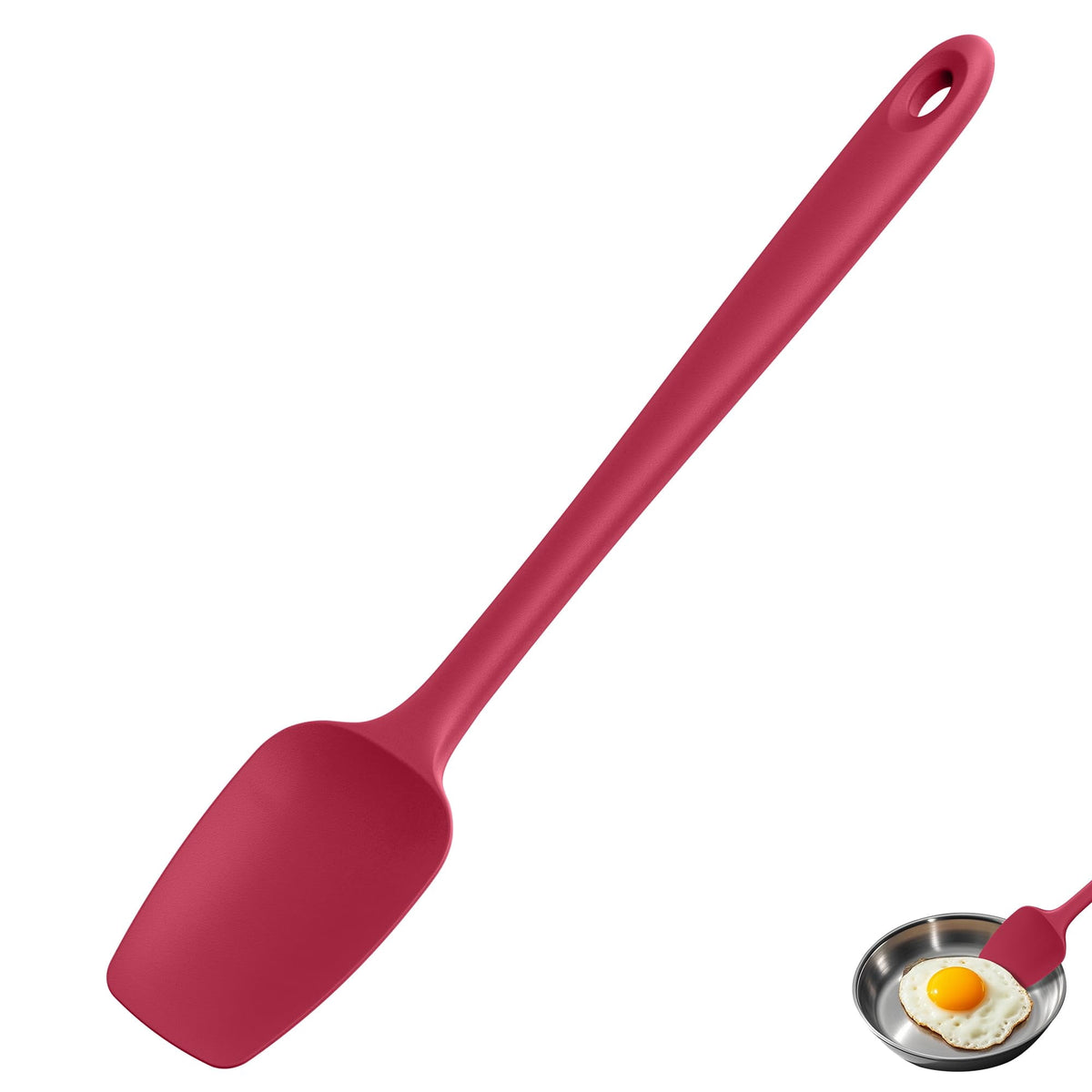 U-Taste 14in Extra Long Spoon Spatula: 600ºF Heat Resistant Silicone Spoonula Cooking Utensils for Kitchen Use, Non-Stick Scoop Scraper, Red