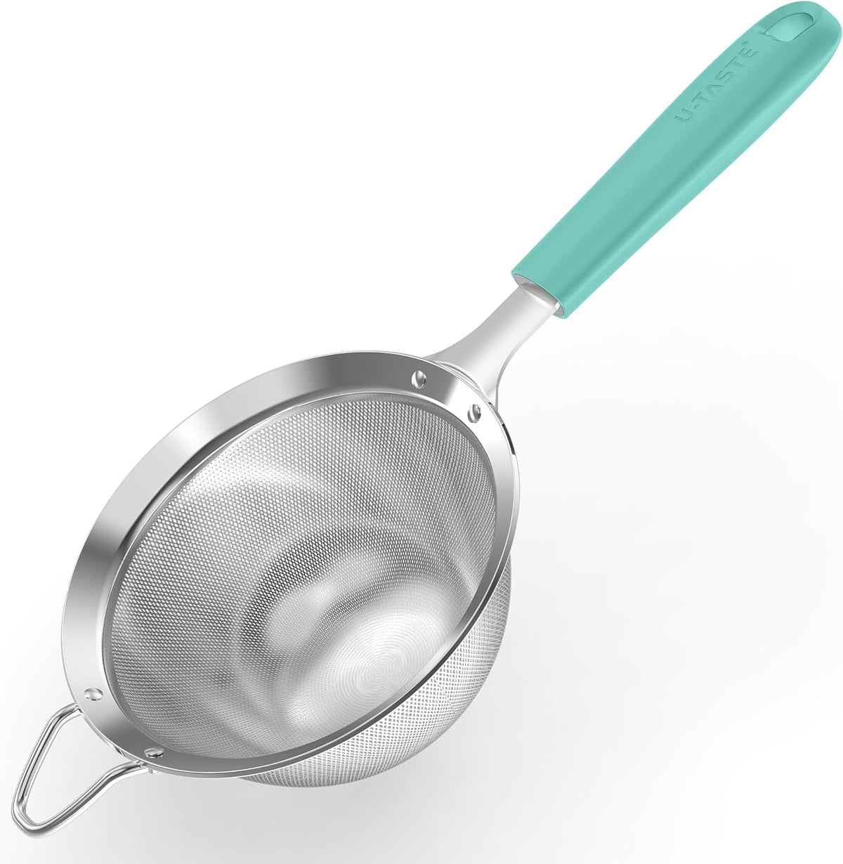 U-Taste Fine Mesh Strainer, 18/8 Stainless Steel Sieve Food Strainer, Kitchen Metal Colander for Rinsing Rice/Quinoa/Flour/Berry Seed, 4.73", Aqua Sky