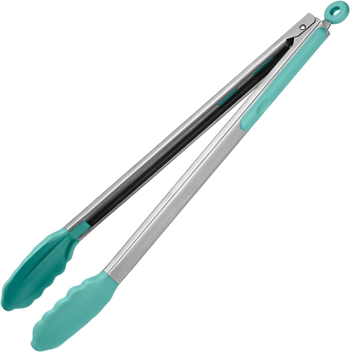 U-Taste Kitchen Tong for Cooking, 600ºF Heat-Resistant Silicone Tips, Extra Long Large Food Tong for Outdoor BBQ Grilling Grabbing, 16in, Aqua Sky