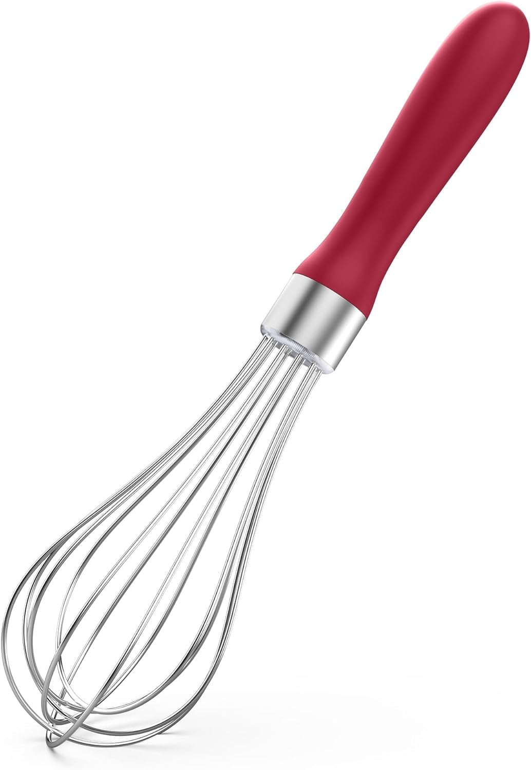 U-Taste Kitchen Wire Whisk for Cooking, 18/10 Stainless Steel Egg Beater with 6 Wires, Baking Tool for Whisking Mixing Stirring, Small, Red