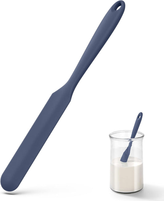 U-Taste Silicone Jar Spatula: 600ºF Heat-Resistant Food-Grade Sourdough Stirring Stick, Seamless Flexible Peanut Butter Spreader, 10in, Midnight Blue
