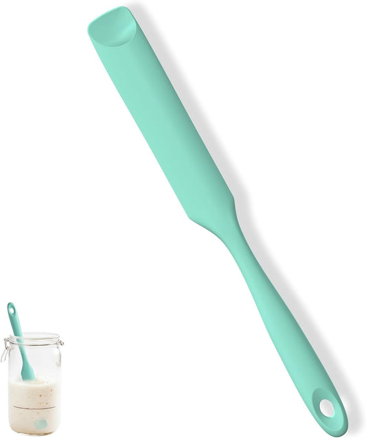 U-Taste Silicone Jar Spatula for Sourdough Starter: Long Skinny Food-Grade Jam Spreader, Sturdy Stirring Stick with Flexible Spoon Tip, Aqua Sky