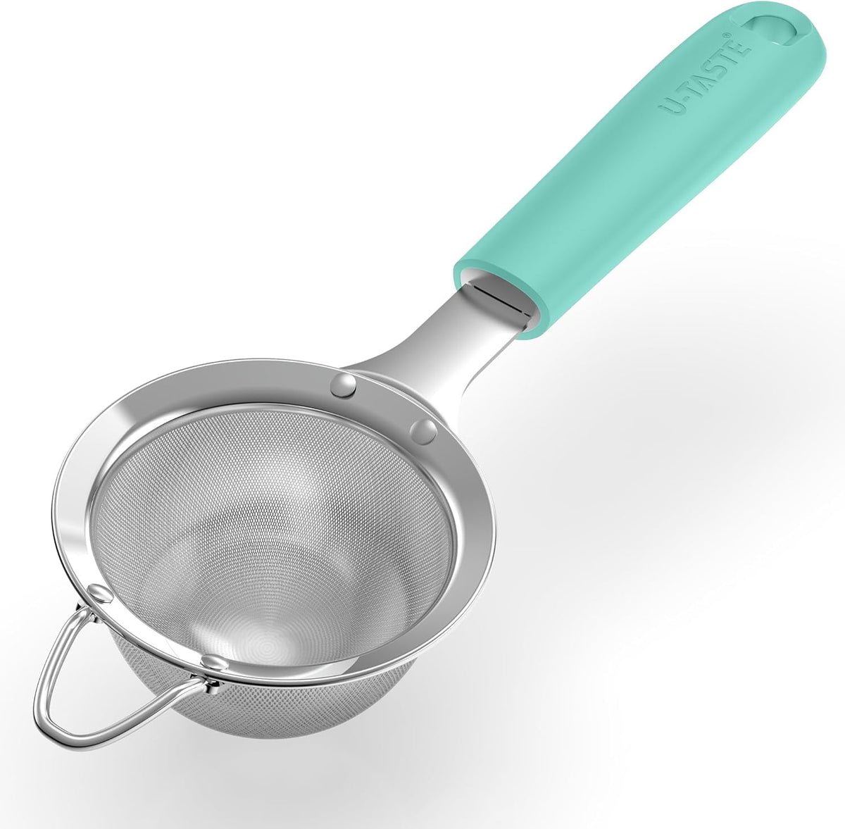 U-Taste Fine Mesh Strainer, 18/8 Stainless Steel Tea Coffee Strainer, Mini Small Fine Sieve, Metal Colander for Loose Tea/Juice/Pulp/Matcha, Aqua Sky