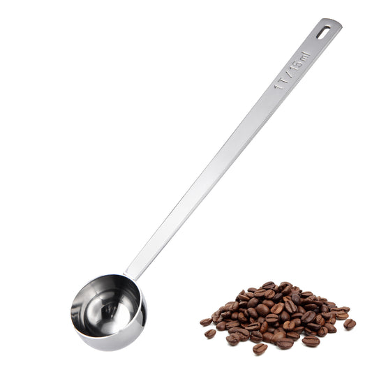 U-Taste Great Coffee Scoop 1 Tablespoon: 18/8 Stainless Steel Measuring Scooper for Ground Coffee, Bean, Powder, Espresso, 8.3 inch Long Handle Metal Meaure Spoon for Canister, Jar