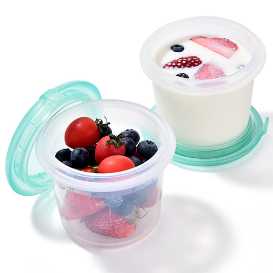 U-Taste 2oz Silicone Food Container: Mini Kitchen Storage with Airtight Lid, Freezer & Microwave Safe, Dip Box with Date Marking Circle, Clear Round Stackable for Sauce, Dressing, Condiment