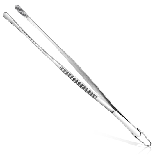 U-Taste 12in Long Cooking Tweezer: 18/8 Stainless Steel Food Grade Metal Kitchen Tong, Seamless-Welding Sturdy and Flexible for Grilling Meat, Serving Pasta, Frying Roasting Fish