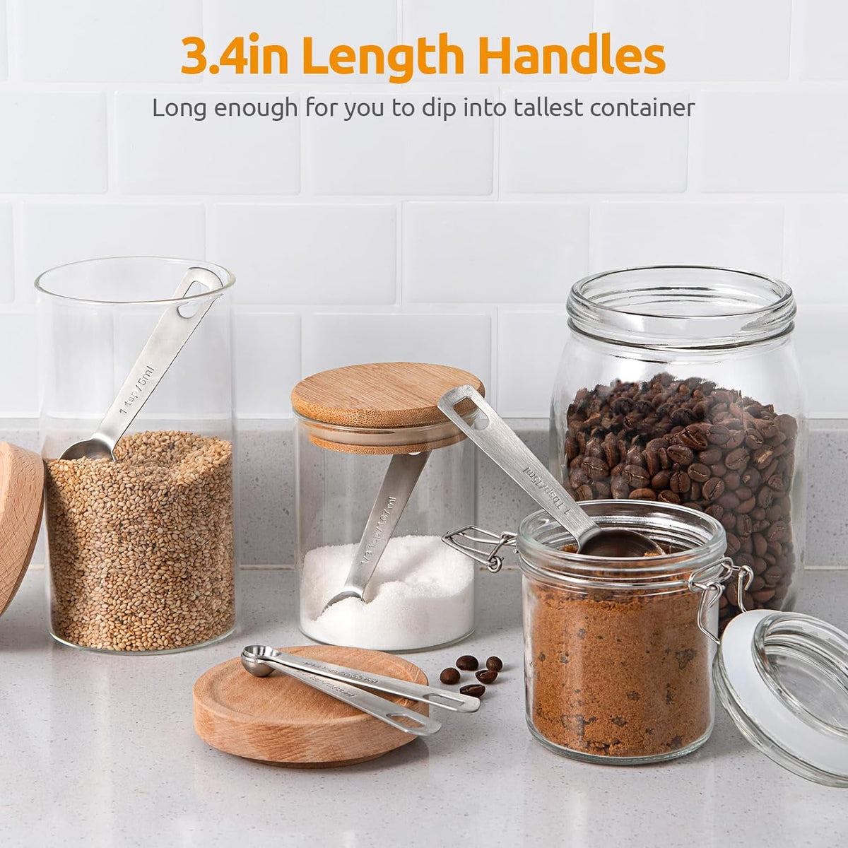 U-Taste 18/8 Stainless Steel Measuring Spoons Set of 8: 1/4 Tsp, 1/2 Tsp, 1 Tsp, 1/2 Tbsp, 1 Tbsp for Kitchen Dry and Liquid Ingredients