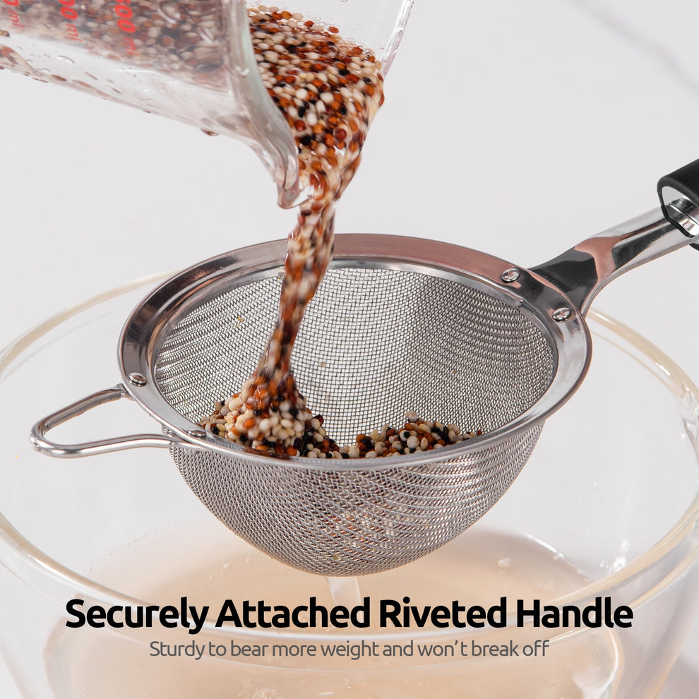 U-Taste 18/8 Stainless Steel Mesh Strainer, 30 Mesh Fine Sieve Food St