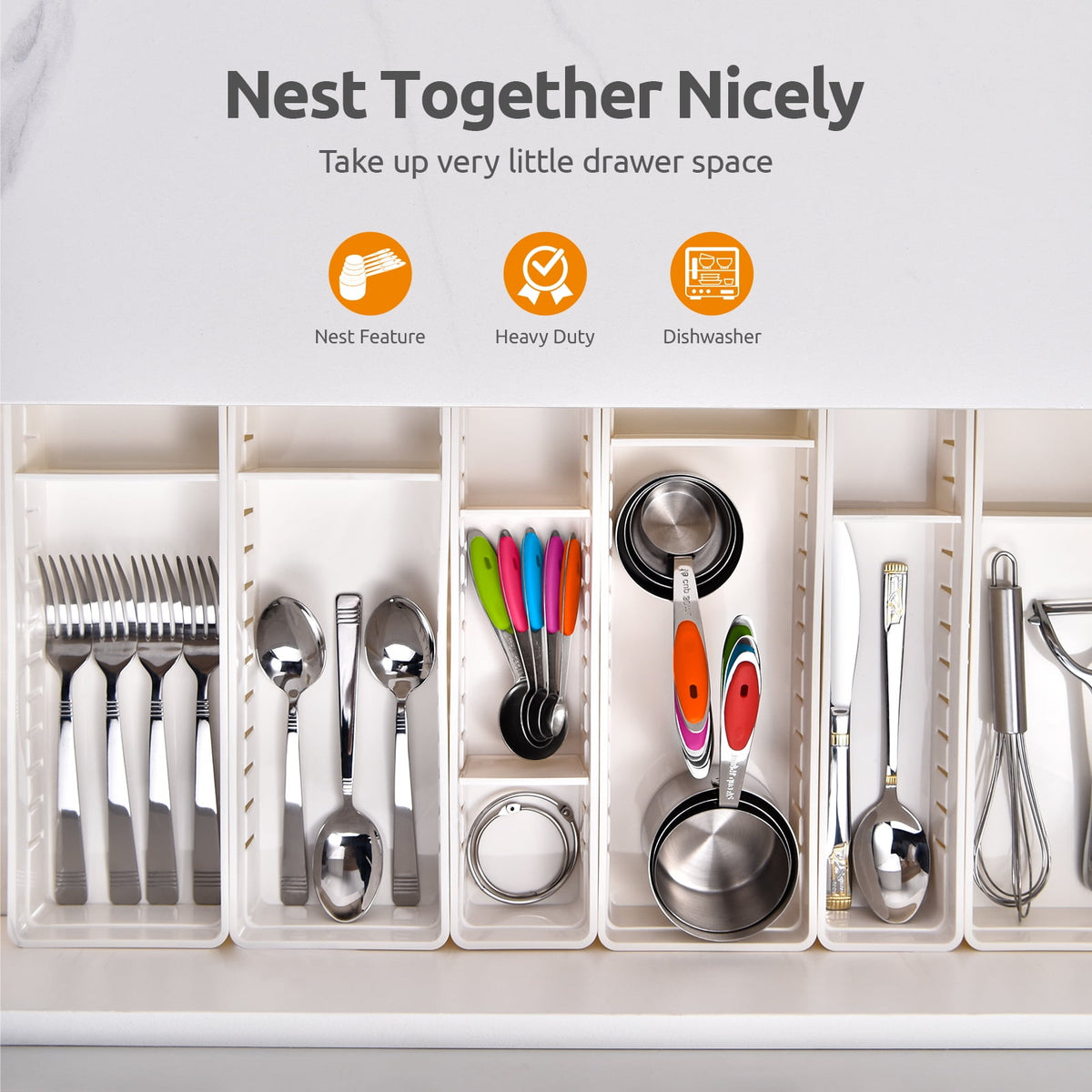 U-Taste 18/8 Stainless Steel Measuring Cups and Spoons Set: 12-Pcs Metal Stacking Measure Set for Baking Cooking with Strengthened Welds (Multicolor)