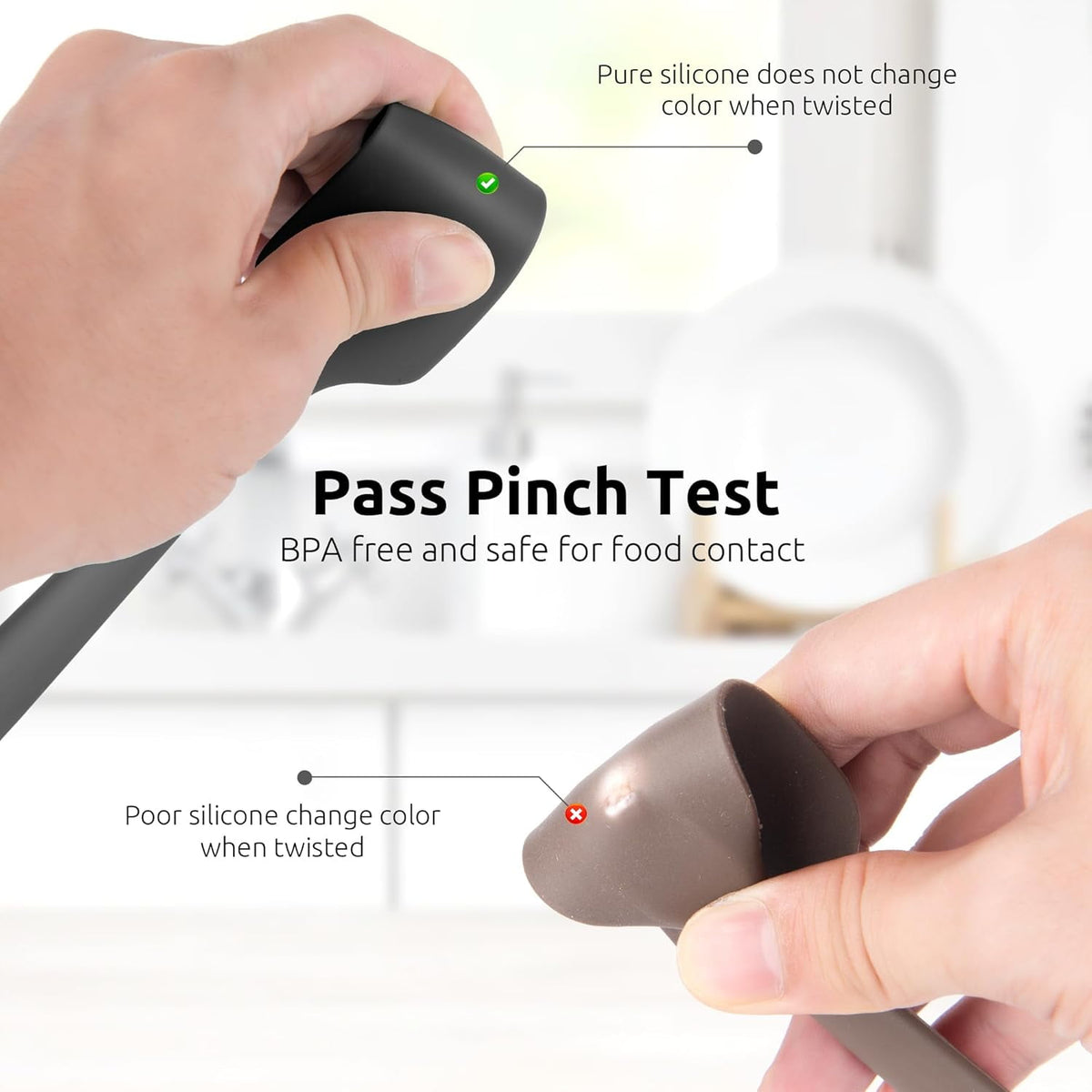 U-Taste Small Mini Silicone Spatula: 600ºF Heat-Resistant Food-Grade Tiny Jar Bowl Scraper, Non-Stick Seamless Flexible Baking Utensil, Black