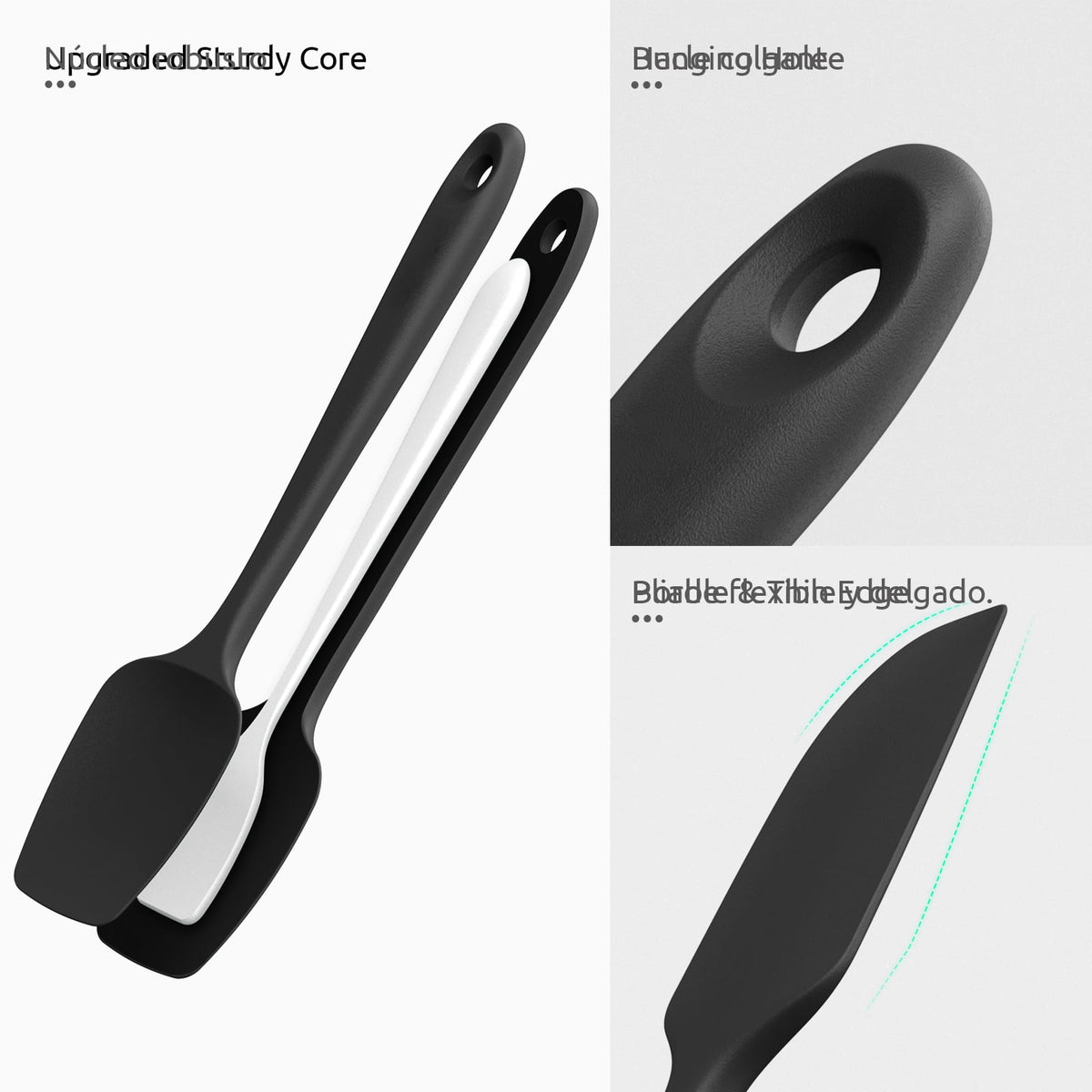 U-Taste Silicone Spatula Set of 3, 600°F High Heat Resistant Kitchen Cooking Utensils Baking Supplies, Food Grade Seamless Rubber Scraper, Black