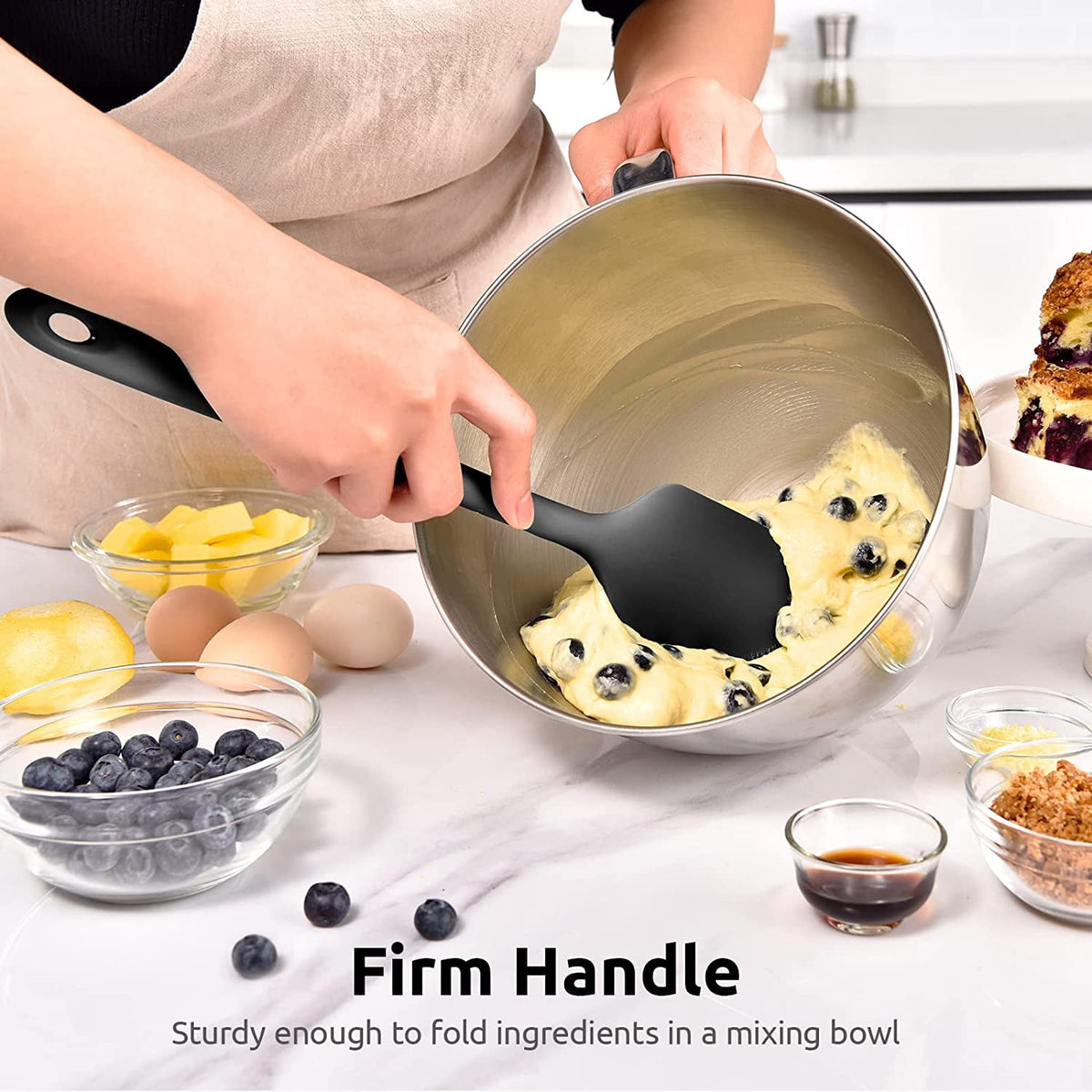 U-Taste 14in Extra Large Silicone Spatula, 600°F Heat Resistant Food Grade, Flexible Rubber Bowl Scraper for Kitchen Baking Cooking Mixing, Black