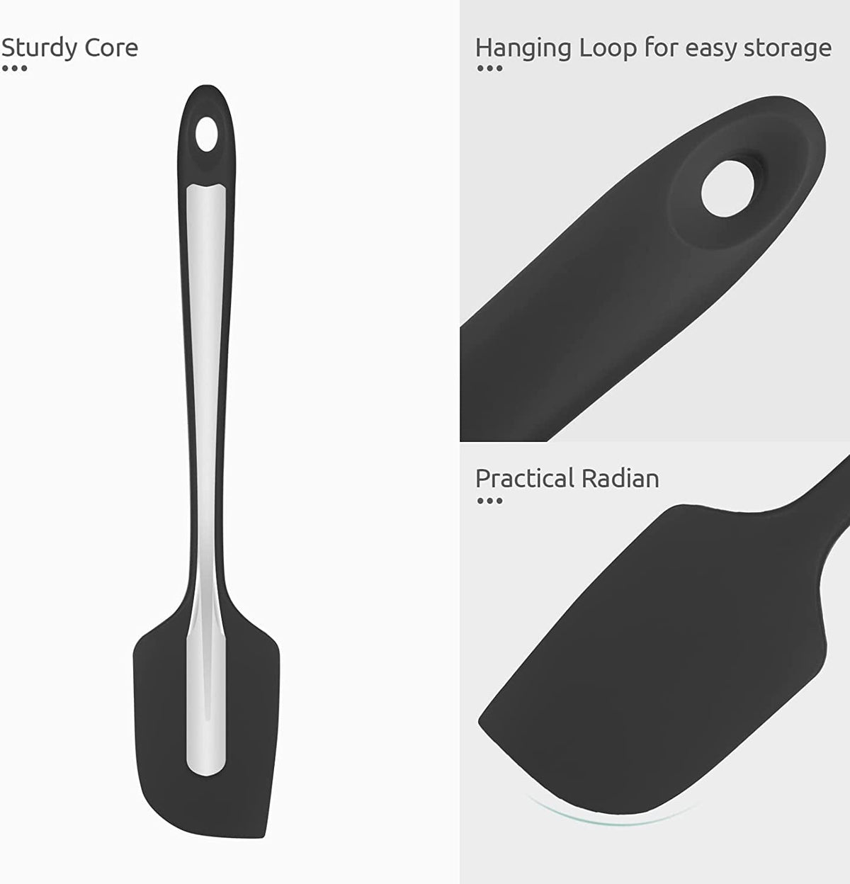 U-Taste Silicone Large Spatula, 600ºF High Heat Resistant Food Grade Rubber Seamless Bowl Scraper for Kitchen Cooking Baking Mixing, 11.38in, Black