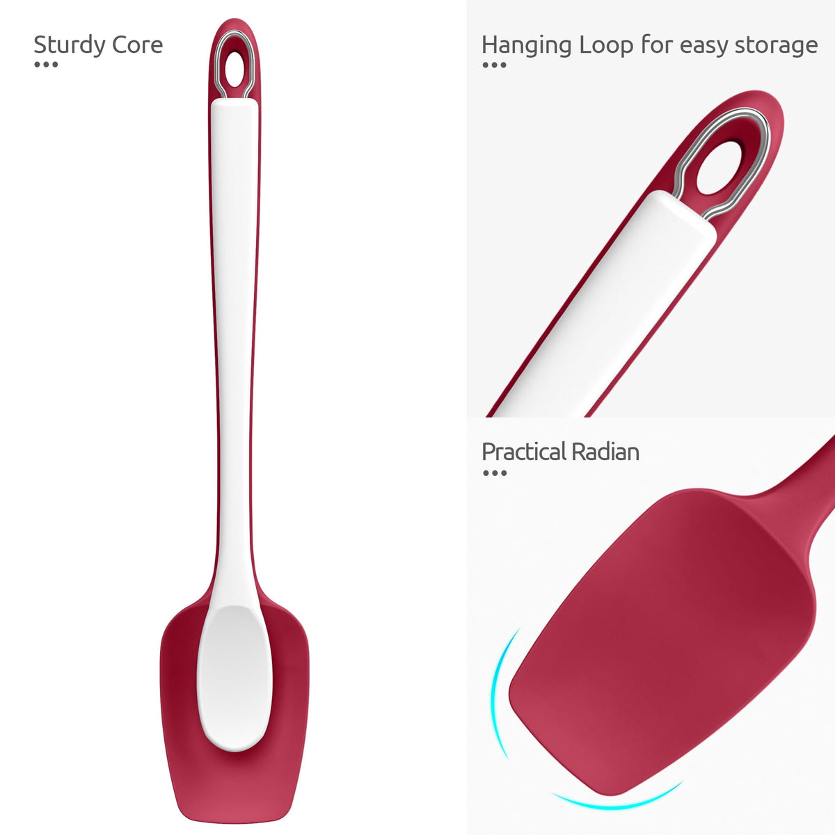 U-Taste 14in Extra Long Spoon Spatula: 600ºF Heat Resistant Silicone Spoonula Cooking Utensils for Kitchen Use, Non-Stick Scoop Scraper, Red