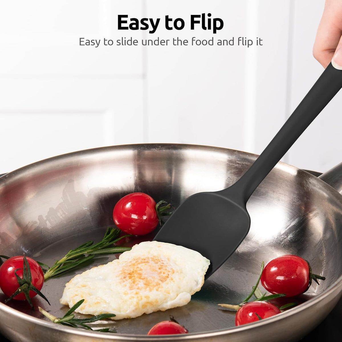 U-Taste 600ºF Heat Resistant Silicone Cooking Spoons Set, Baking Spoon Spatula & Cooking Scoop Spoonula, Kitchen Utensils for Serving Scooping, Black