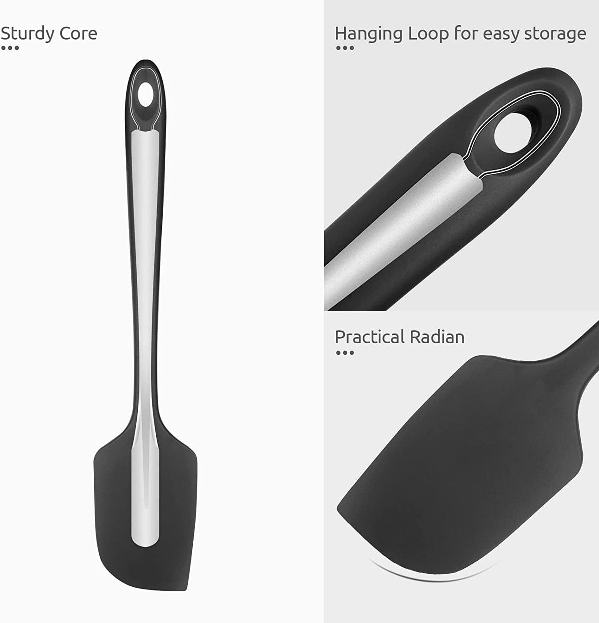 U-Taste 14in Extra Large Silicone Spatula, 600°F Heat Resistant Food Grade, Flexible Rubber Bowl Scraper for Kitchen Baking Cooking Mixing, Black
