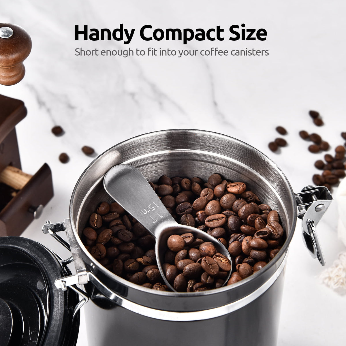 U-Taste 18/8 Stainless Steel Coffee Scoop, Durable Metal Measuring Spoon for Ground Coffee Bean, Short Handle Tablespoon Scooper, 1 Tbsp Scoop