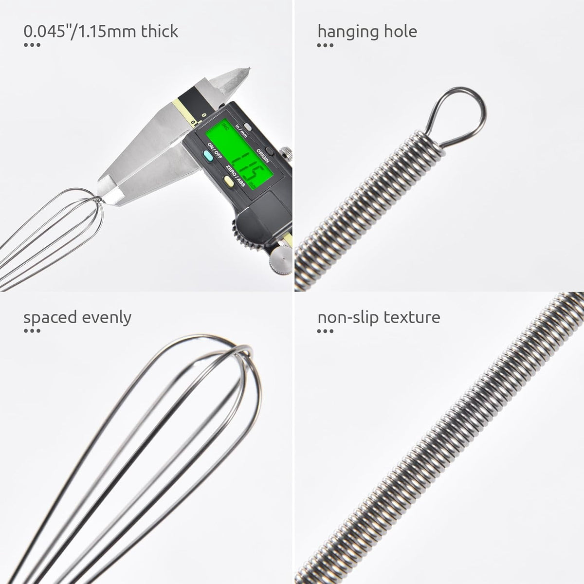 U-Taste Small Mini Whisks for Cooking, 18/8 Stainless Steel 7" Wisking Tool, Kitchen Wrie Wisk Set of 2, Tiny Mixing Tool with 6 Wire Compact Head