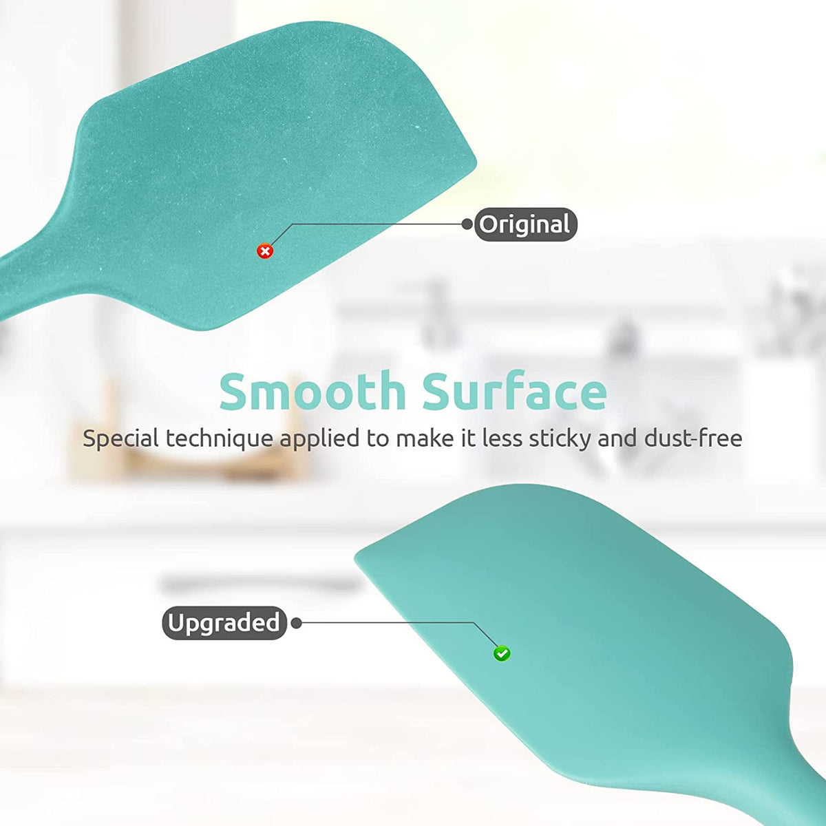 U-Taste Silicone Large Spatula, 600ºF High Heat Resistant Food Grade Rubber Seamless Bowl Scraper for Kitchen Cooking Baking Mixing, 11.38in, Aqua Sky