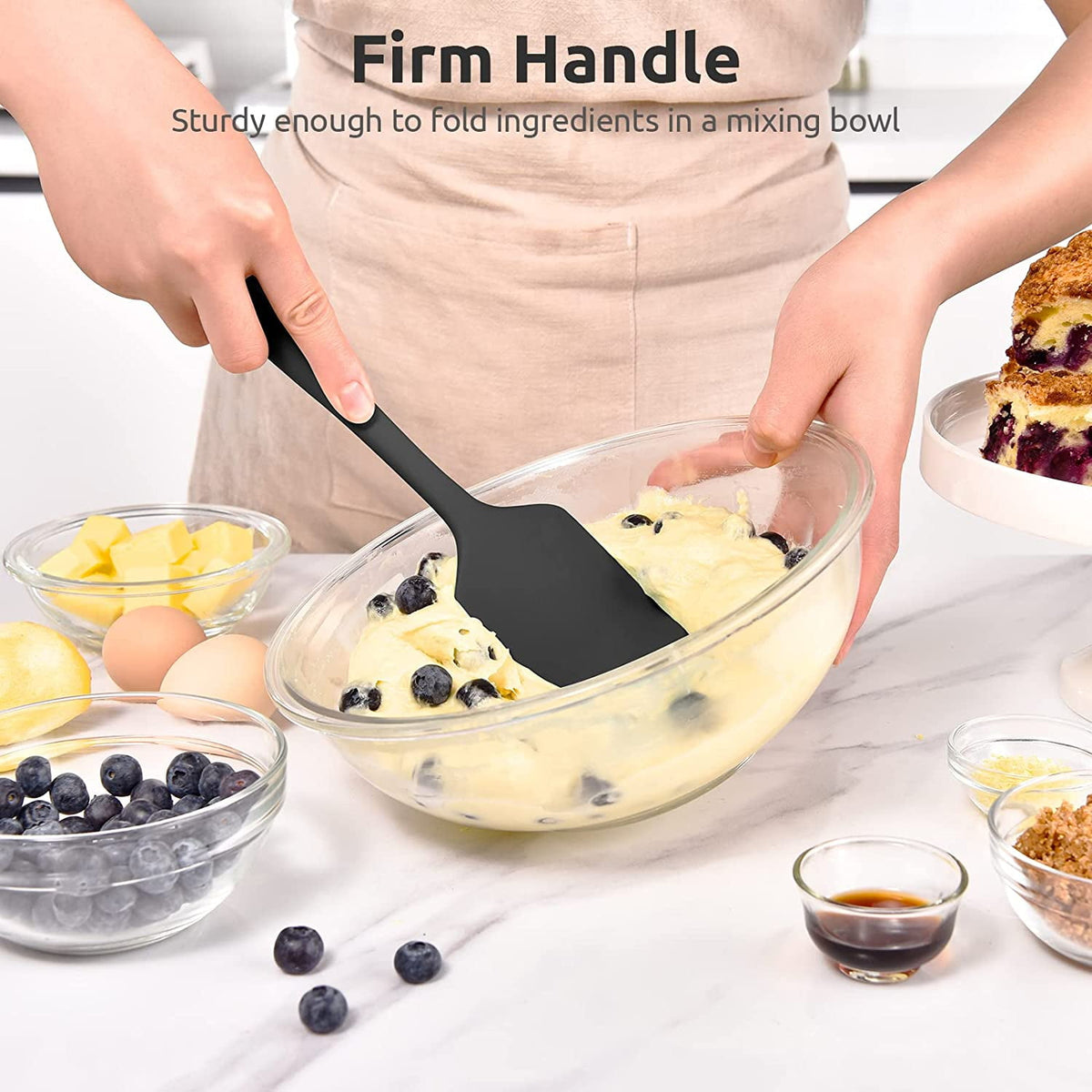 U-Taste Silicone Large Spatula, 600ºF High Heat Resistant Food Grade Rubber Seamless Bowl Scraper for Kitchen Cooking Baking Mixing, 11.38in, Black