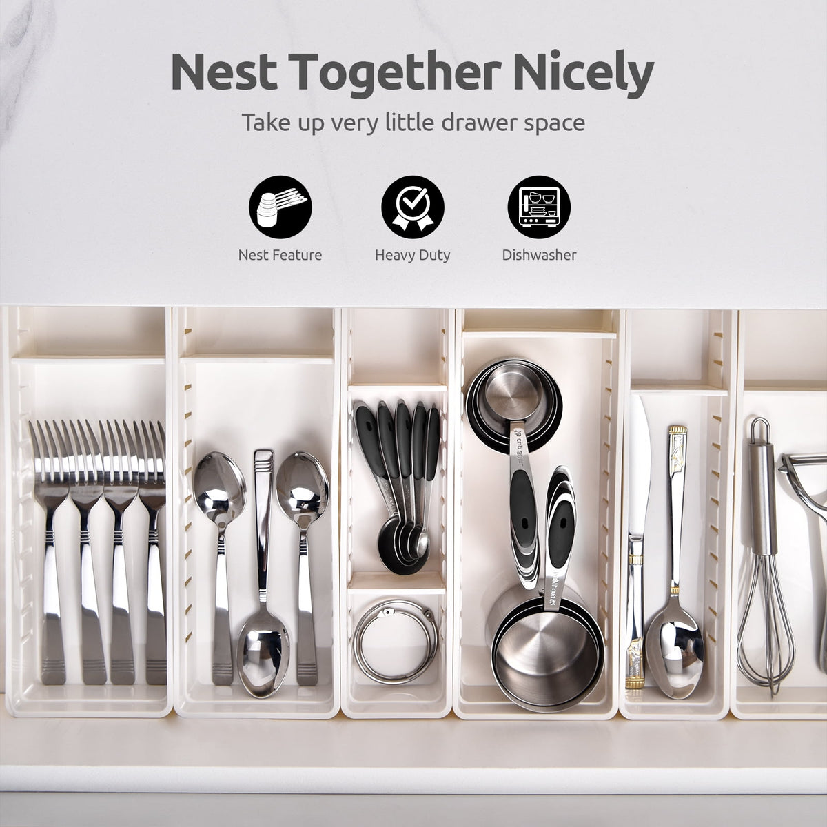 U-Taste 18/8 Stainless Steel Measuring Cups and Spoons Set, Metal Stacking Measure Set for Baking Cooking, Reinforced Welded Joints, 10Pcs, Black