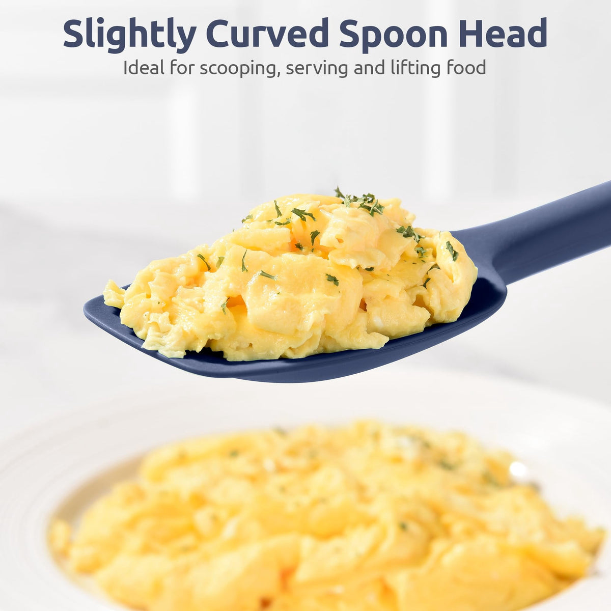 U-Taste 14in Extra Long Spoon Spatula: 600ºF Heat Resistant Silicone Spoonula Cooking Utensils for Kitchen Use, Non-Stick Scoop Scraper, Midnight Blue
