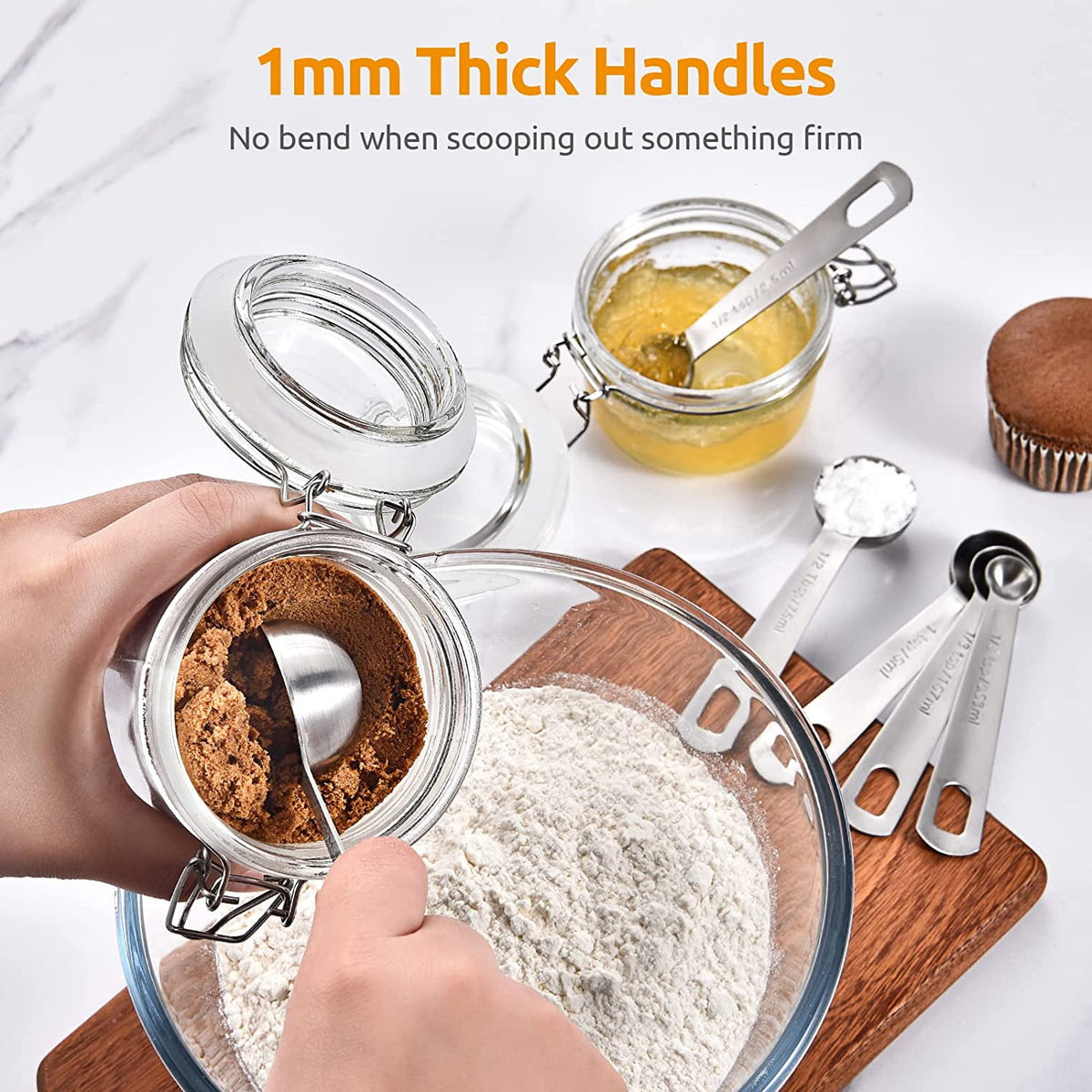 U-Taste 18/8 Stainless Steel Metal Measuring Spoons Set of 9: 1/16 Tsp, 1/8 Tsp, 1/4 Tsp, 1/3 Tsp, 1/2 Tsp, 3/4 Tsp, 1 Tsp, 1/2 Tbsp, 1 Tbsp